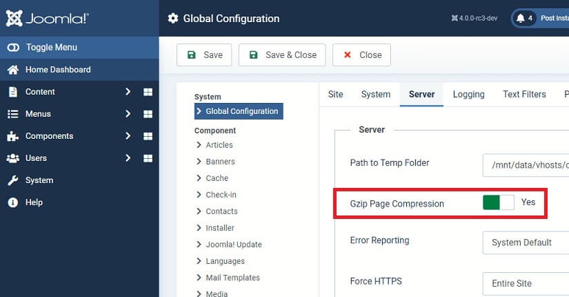 فعال کردن Gzip جوملا فعال کردن Gzip جوملا
